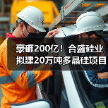 豪砸200亿!合盛硅业拟建20万吨多晶硅项目(图1) 豪砸200亿!合盛硅业拟建20万吨多晶硅项目(图1)